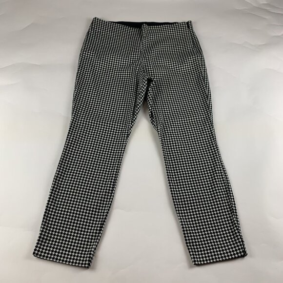 Old Navy Black Houndstooth High Rise Slim Leg Ankle Pant 14 - Picture 1 of 7